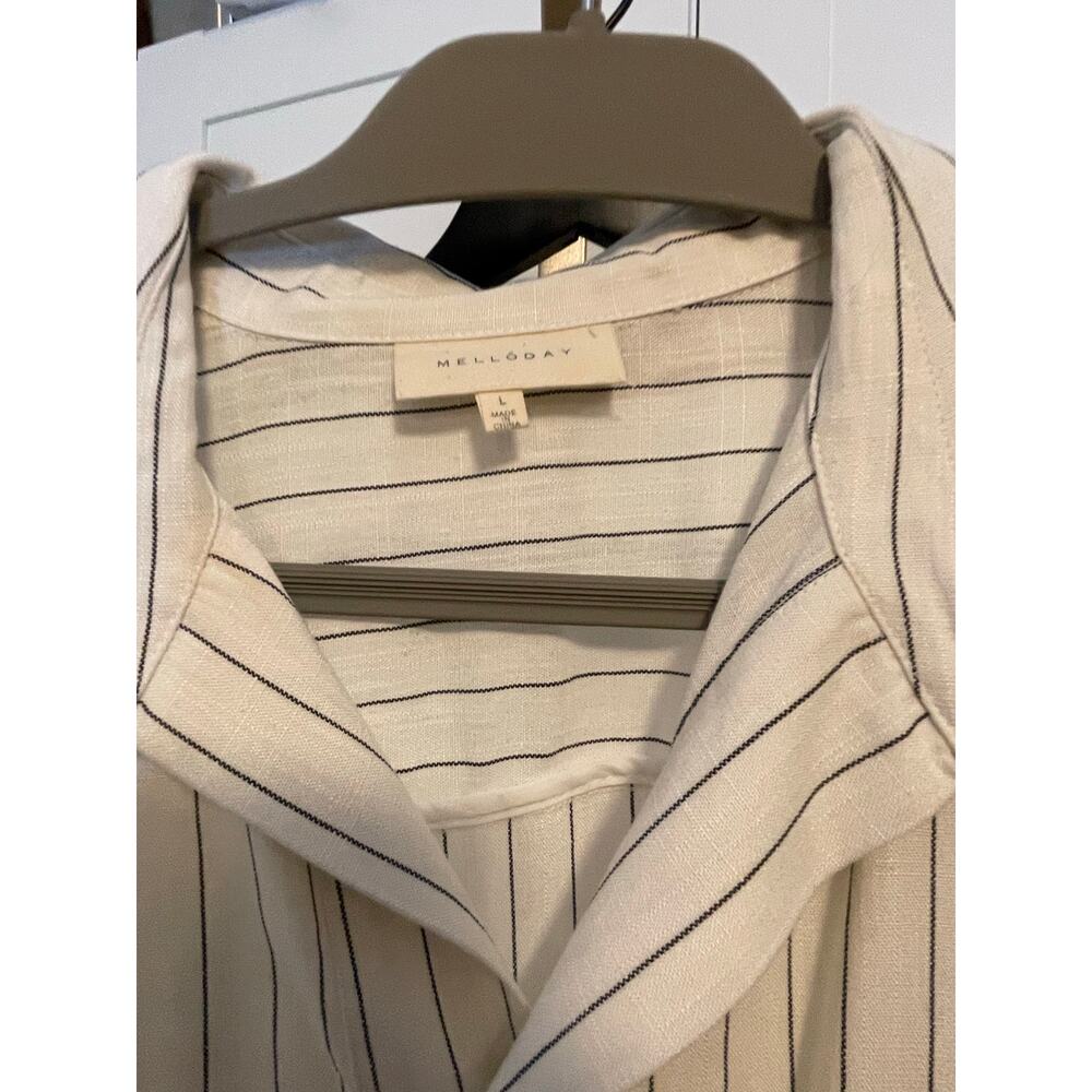NWOT: Melloday Striped Belted Shirt Dress Size Large - Picture 3 of 10